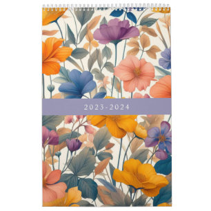 Calendário Botânica boêmica floral colorida
