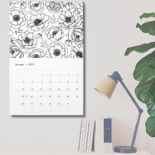 Calendário Botânica Floral Elegante Ilustrada