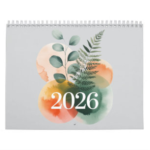 Calendário Botânico Aquarela 2026 – Minim Elegante