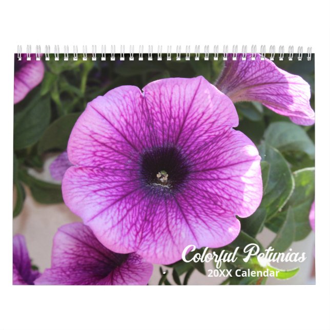 Calendário Botânico Colorido Elegante de Petunias (Capa)