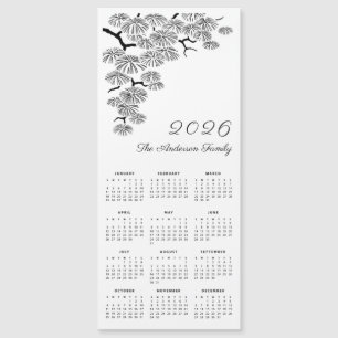 Calendário Botânico de Galho de Pinheiro Preto e B