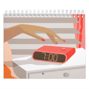 Calendário Botão de snooze do despertador da mão das mulheres