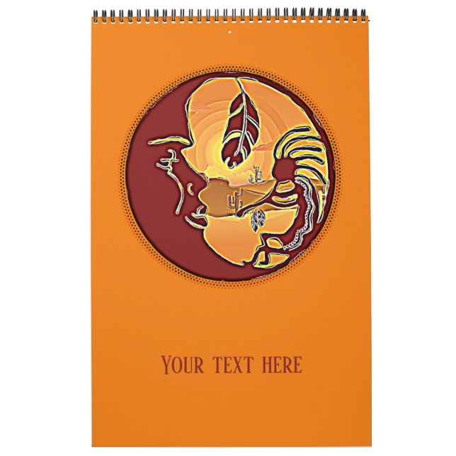Calendário Botão Paisagem - Lua Kokopelli Feather 1 (Capa)