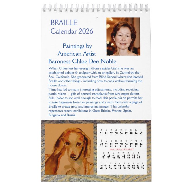 Calendário Braille 2026 por Chloe Dee Noble - Calendar (Capa)