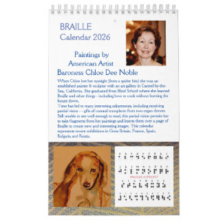 Calendário Braille 2026 por Chloe Dee Noble - Calendar
