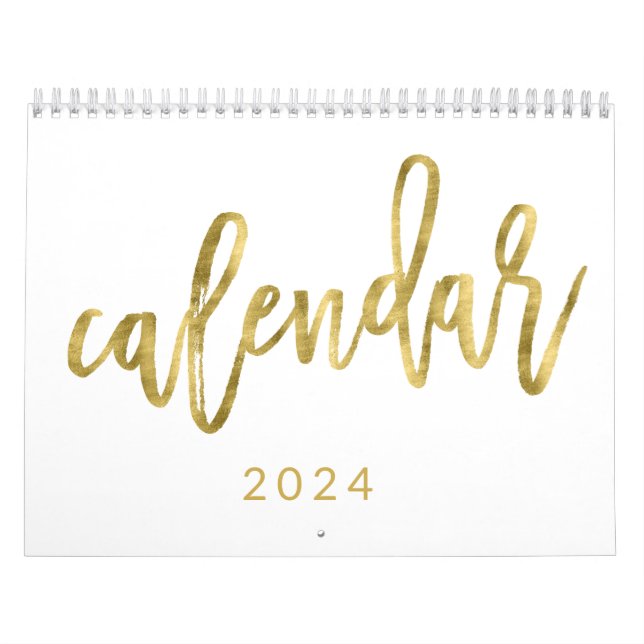 Calendário Branco 2024 Com Ouro Meses (Capa)