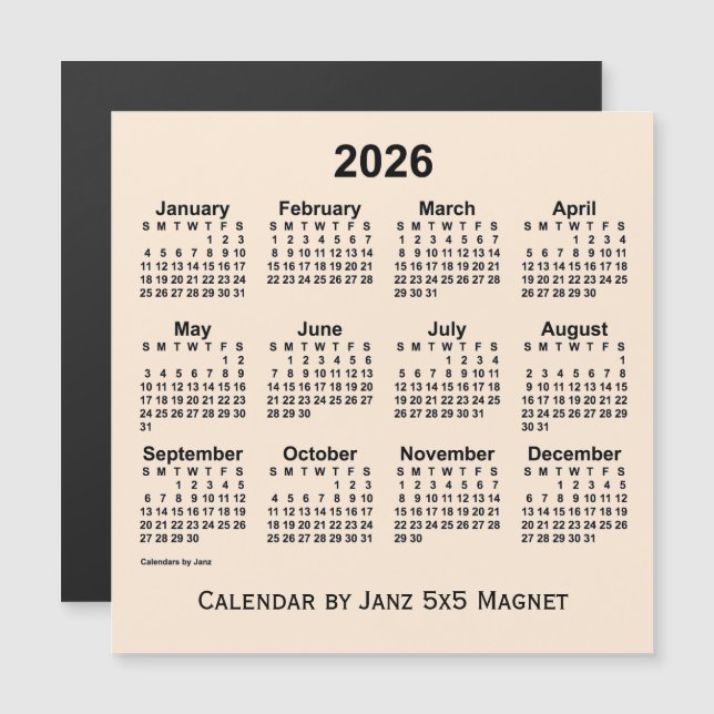 Calendário branco antigo de 2026 pelo ímã 5x5 de j (Frente/Verso)