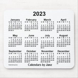 Calendário branco de 2023 por Janz Mouse Pad