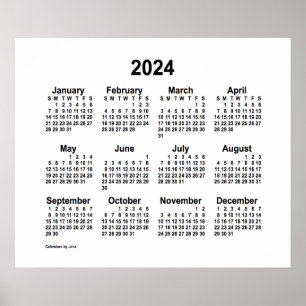 Calendário Branco de 2024 por Janz Impressão