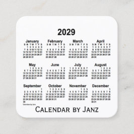 Calendário Branco de 2029 por Cartão de visita da 