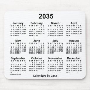 Calendário branco de 2035 por Janz Mouse Pad