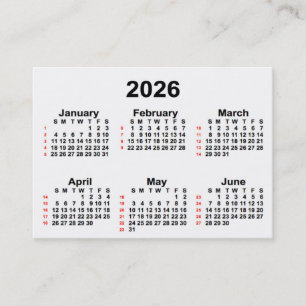 Calendário branco de 52 semanas 2026 por Cartões