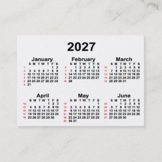 Calendário branco de 52 semanas 2027 por Cartões d