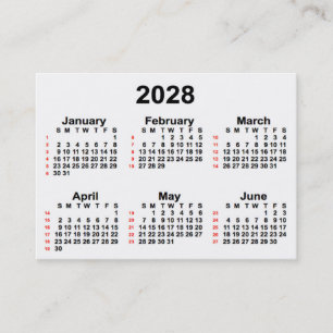 Calendário branco de 52 semanas 2028 por Cartões