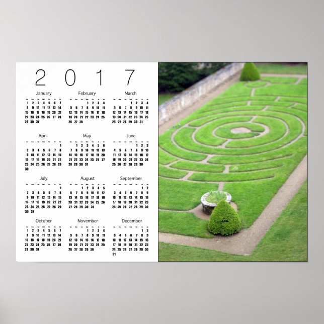 Calendário Branco do Labirinto Poster 2017 (Frente)