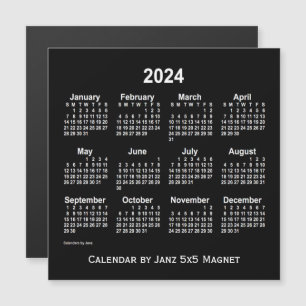 Calendário branco neon 2024 por meio do ímã 5x5