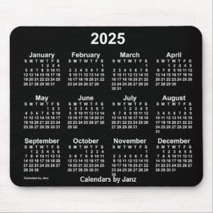 Calendário branco neon 2025 por Janz Mouse Pad