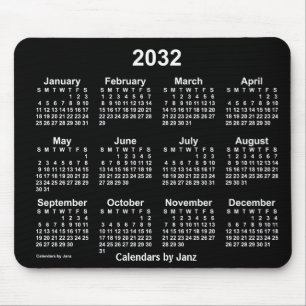 Calendário branco neon 2032 por Janz Mouse Pad
