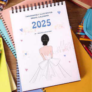 Calendário Brides, ilustração de moda, casamento