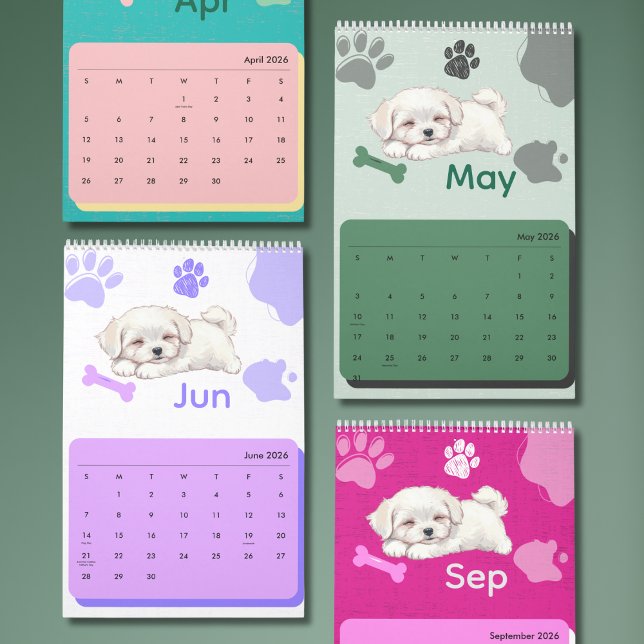 Calendário Bright & Adorable Puppy Art Calendar (Criador carregado)