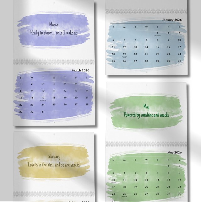 Calendário Bright Watercolor Brush Quote Calendar 2026 (Criador carregado)