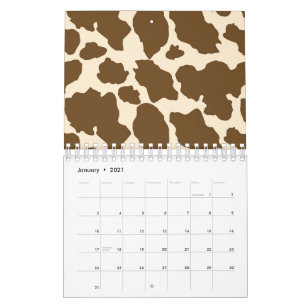 Calendário Brown Spots Cow Print Farmer Farm Animals Classy