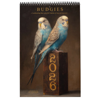 Calendário BUDGIES 2026 Periquitos Arte
