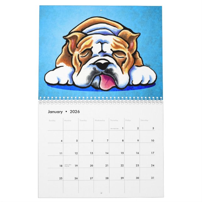 Calendário Bulldog Inglês Off-Leash Art™ Vol 1 (Jan 2026)