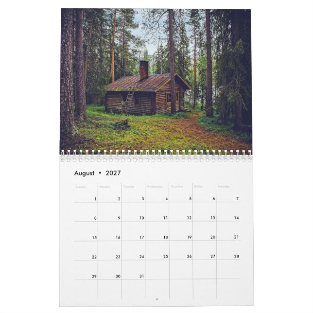 Calendário Cabines Aconchegantes e Chalés Rústicos na Florest (Ago 2027)