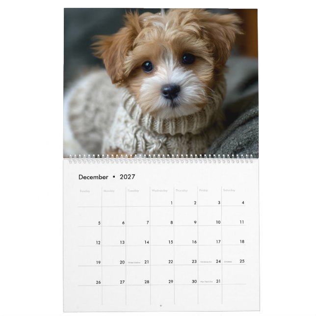 Calendário Cachorrinhos em Suéteres (Dez 2027)