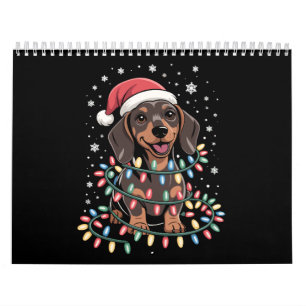 Calendário Cachorro de Natal Dachshund Papai Noel Xmas Wiener