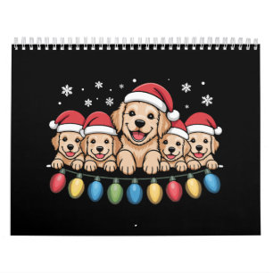 Calendário Cachorro engraçado do Natal do Retriever Dourado 