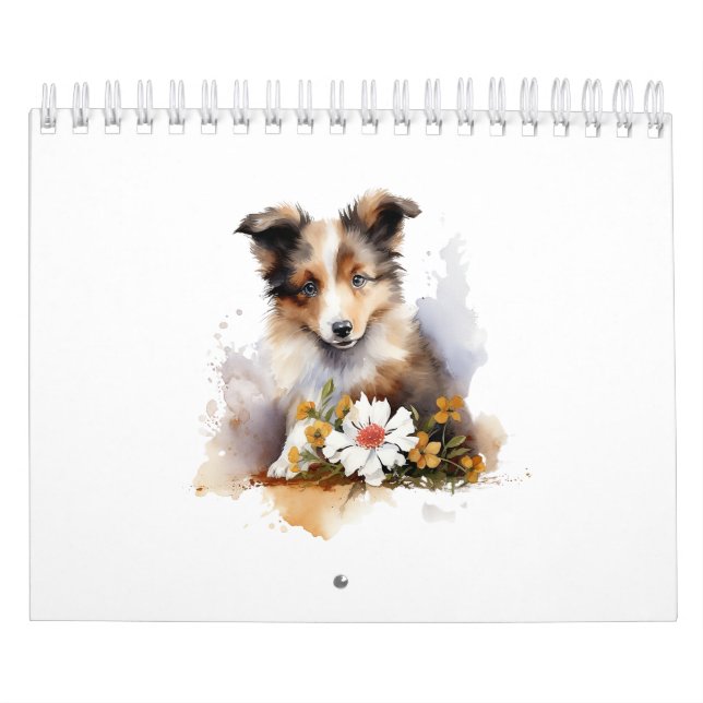 Calendário Cachorro Pets Aquarela Flor (Capa)