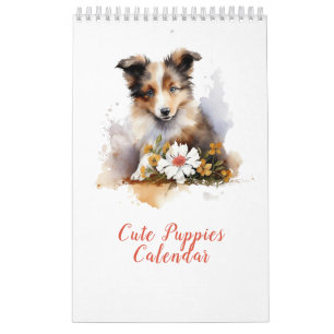 Calendário Cachorro Pets Aquarela Flor