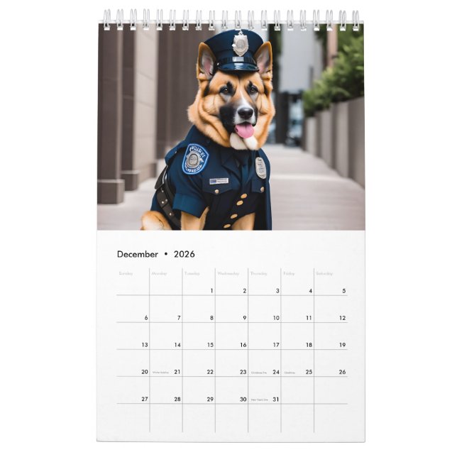 Calendário Cachorros Engraçados Vestidos como Polícia (Dez 2026)