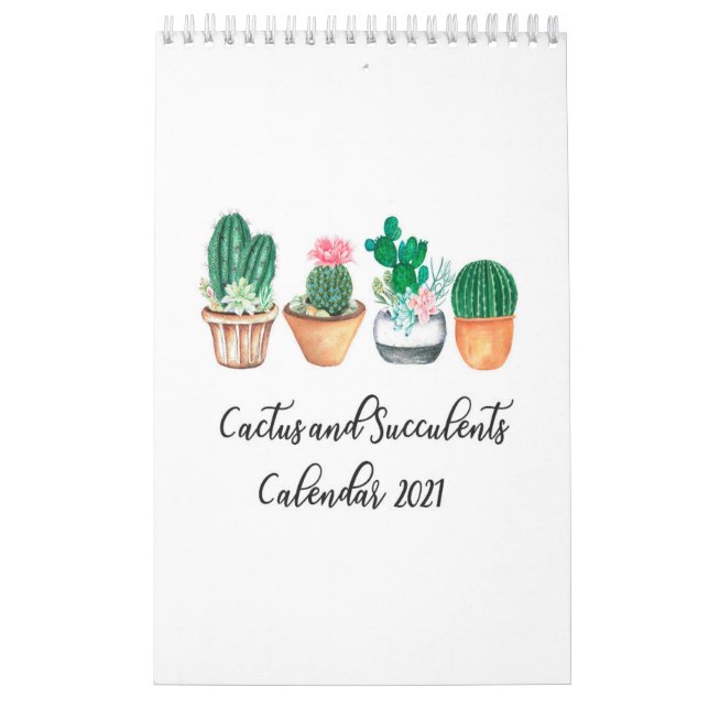 Calendário Cactus e suculentos em aquarela (Capa)