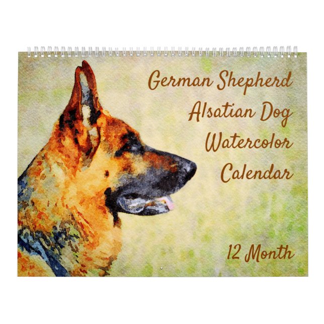 Calendário Cães Alsacianos do German shepherd de 12 Meses Aqu (Capa)