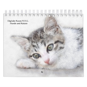 Calendário Cães e arte digital felino