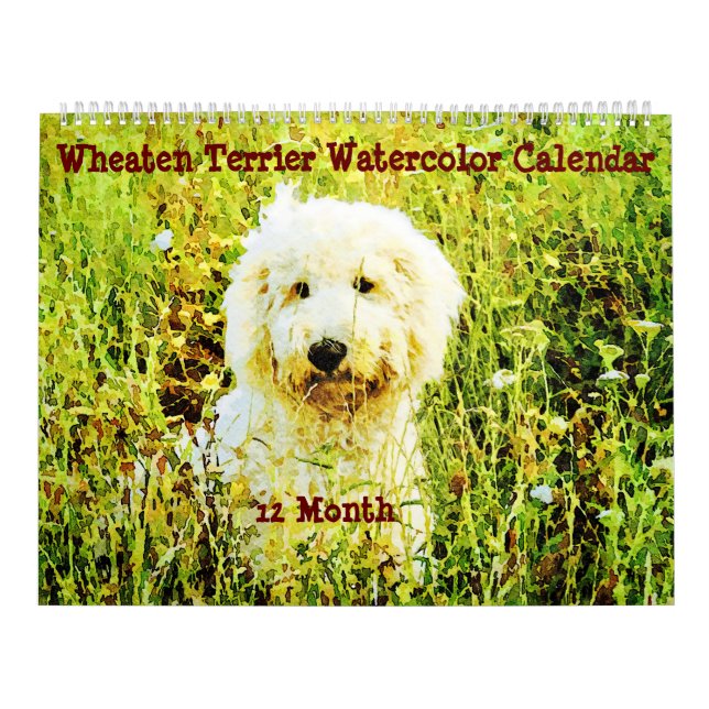 Calendário Cães Terrier com 12 meses de rodas Pets Watercolor (Capa)