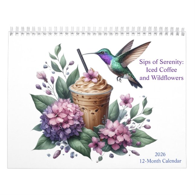 Calendário Café gelado e flores silvestres Aquarela Art 2026 (Capa)
