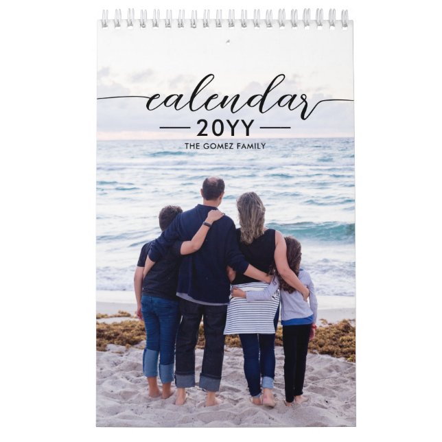 Calendário Cal de Ano Personalizado de Script Elegante da Fam (Capa)