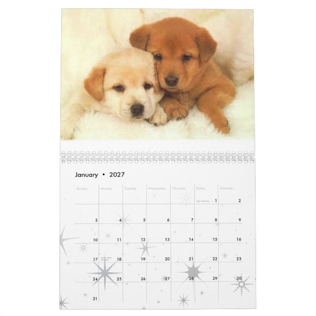 Calendário Calander do cão (Jan 2027)
