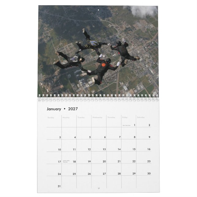 Calendário Caleidoscópio: Uma equipe de 4way Skydiving (Jan 2027)