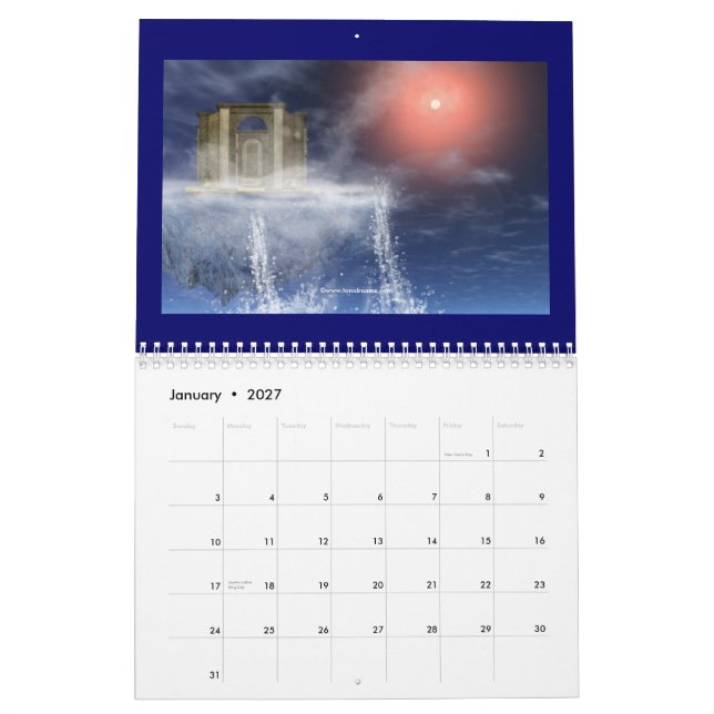 Calendário Calendar A 2008 (Jan 2027)