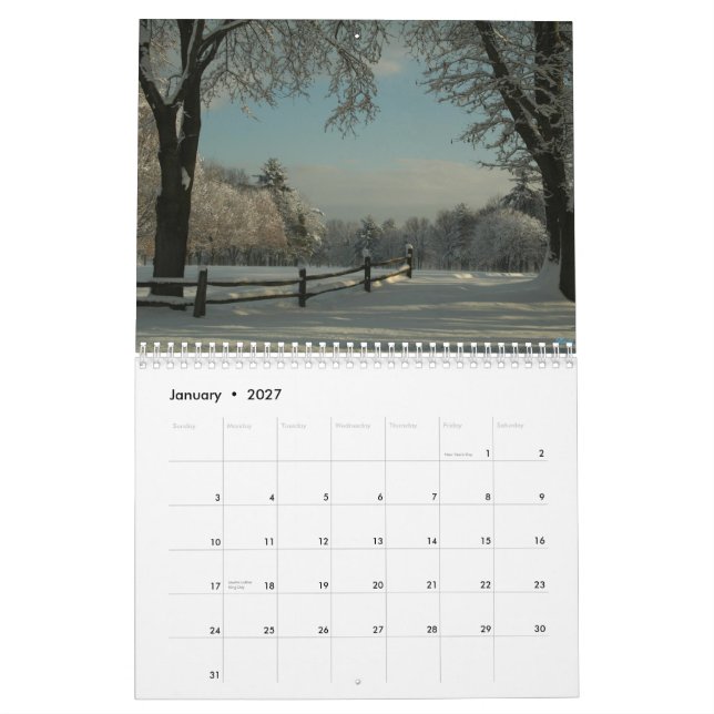 Calendário Calendar com as estações 2012 com escritura (Jan 2027)