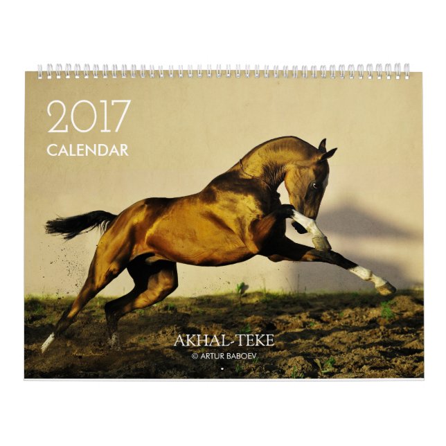 Calendário Calendário. CAVALOS de Akhal-teke. 2017 (Capa)