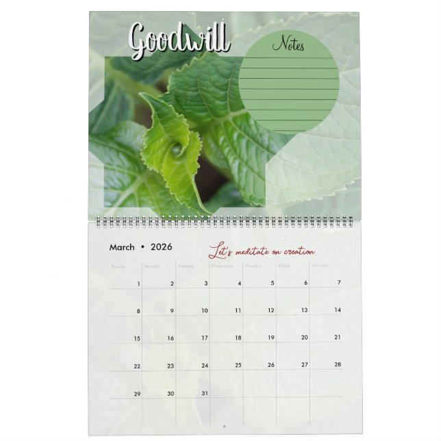 Calendário Calendrier Dieu méditation : étoile, mots & notes  (Mar 2026)