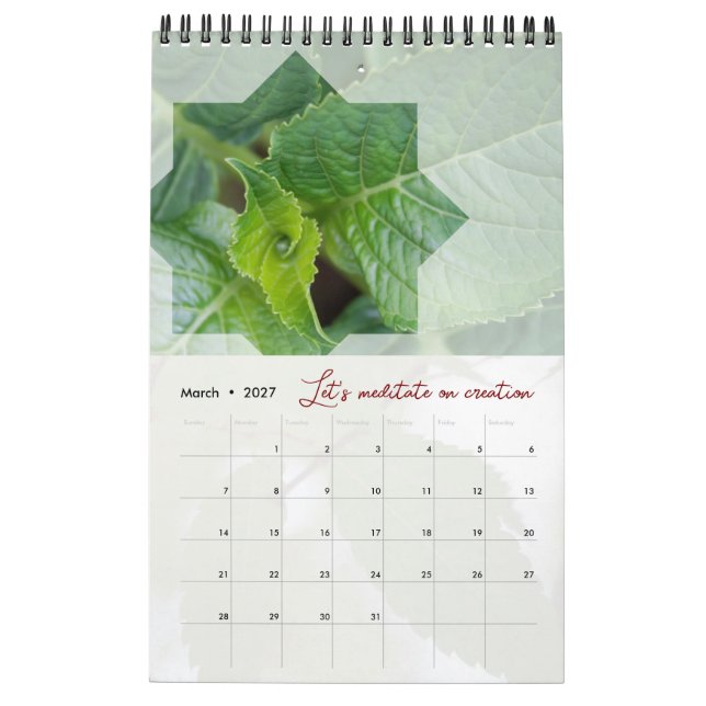 Calendário Calendrier Dieu méditation nature étoile élégant (Mar 2027)