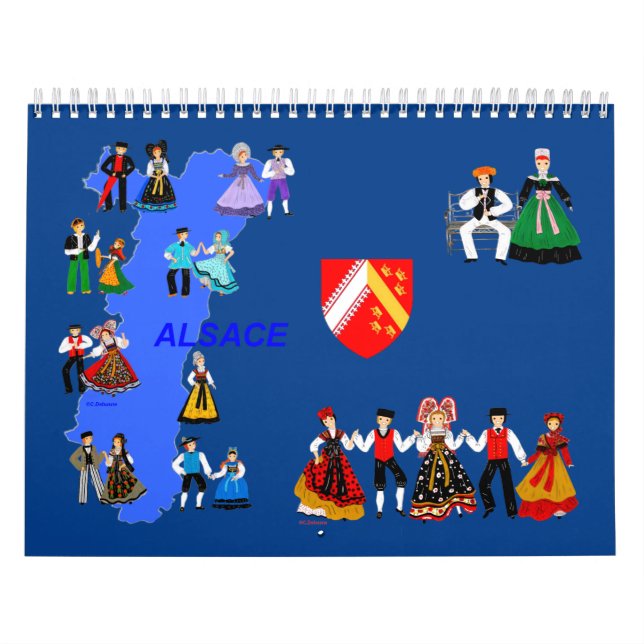 Calendário Calendrier, Folklore d'Alsace, France (Capa)