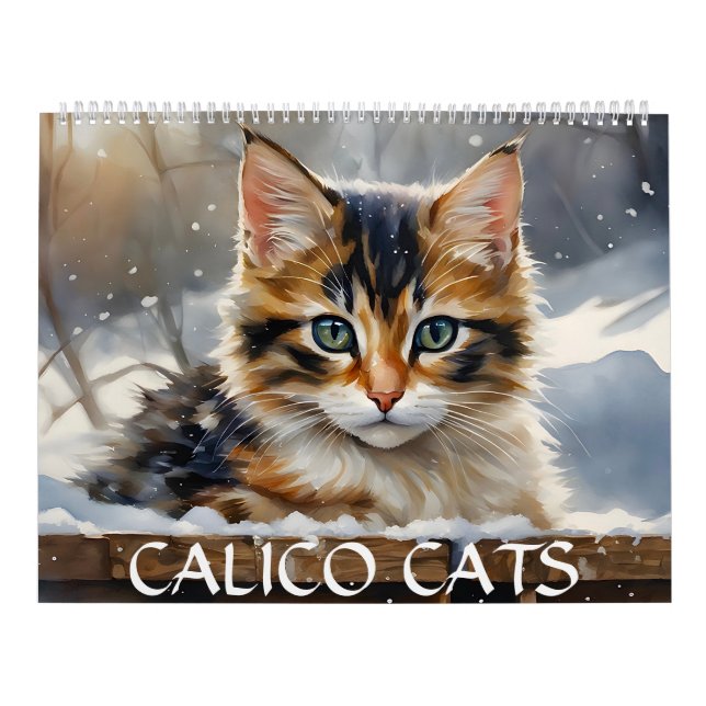Calendário Calico Cats Watercolor Art 12-Month 2026 Wall (Capa)